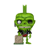 Green skeleton figure with a mohawk on a white background