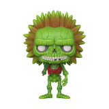 Green skeleton figure with spiky hair on a white background