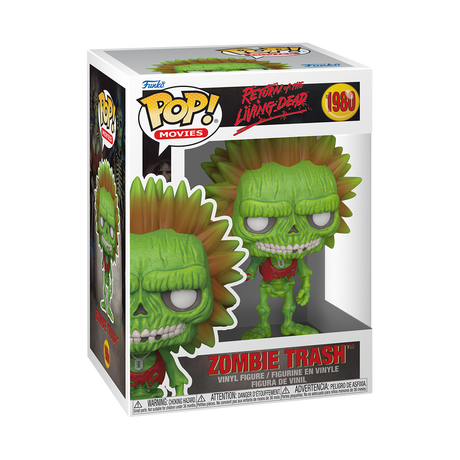 Funko Pop! vinyl figure packaging with green zombie design on a white background