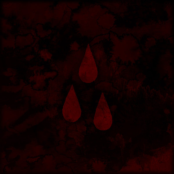 Album cover art featuring a red textured background with two large red droplets on it.