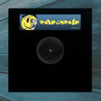 Black vinyl record with a yellow cartoon character and 'Ravegrade' label on a blue textured background