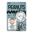Peanuts figurine packaging with character illustration on a blue background