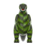 Green dinosaur-shaped inflatable toy on a white background