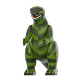 Green dinosaur toy figure on a white background