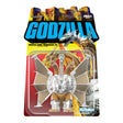 Toy figure of Godzilla in packaging with colorful background