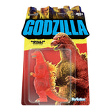Godzilla action figure in packaging with cityscape background