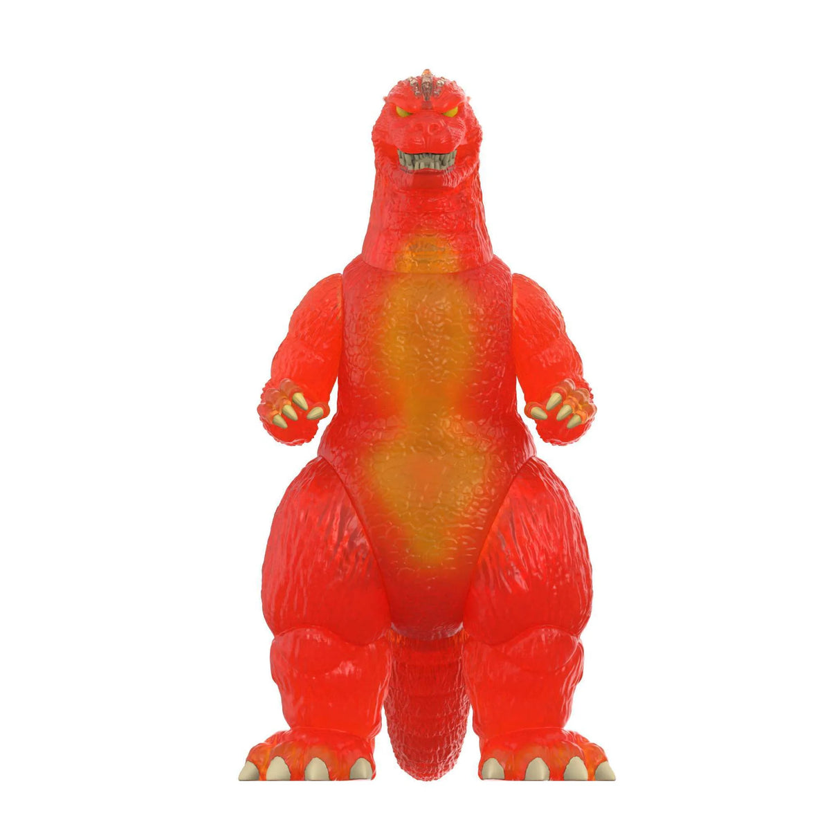 Red and orange monster toy figure on a white background