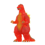 Red and orange Godzilla figurine on a white background