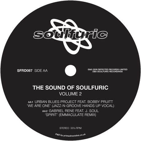 Disc label for 'The Sound of Soulfuric Volume 2' by Soulfuric on a black background