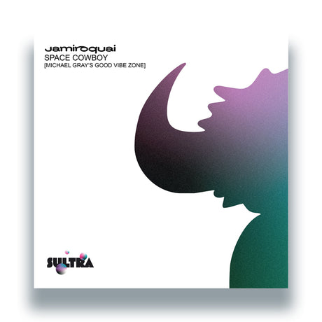 Album cover with rhinoceros silhouette and text on a white background
