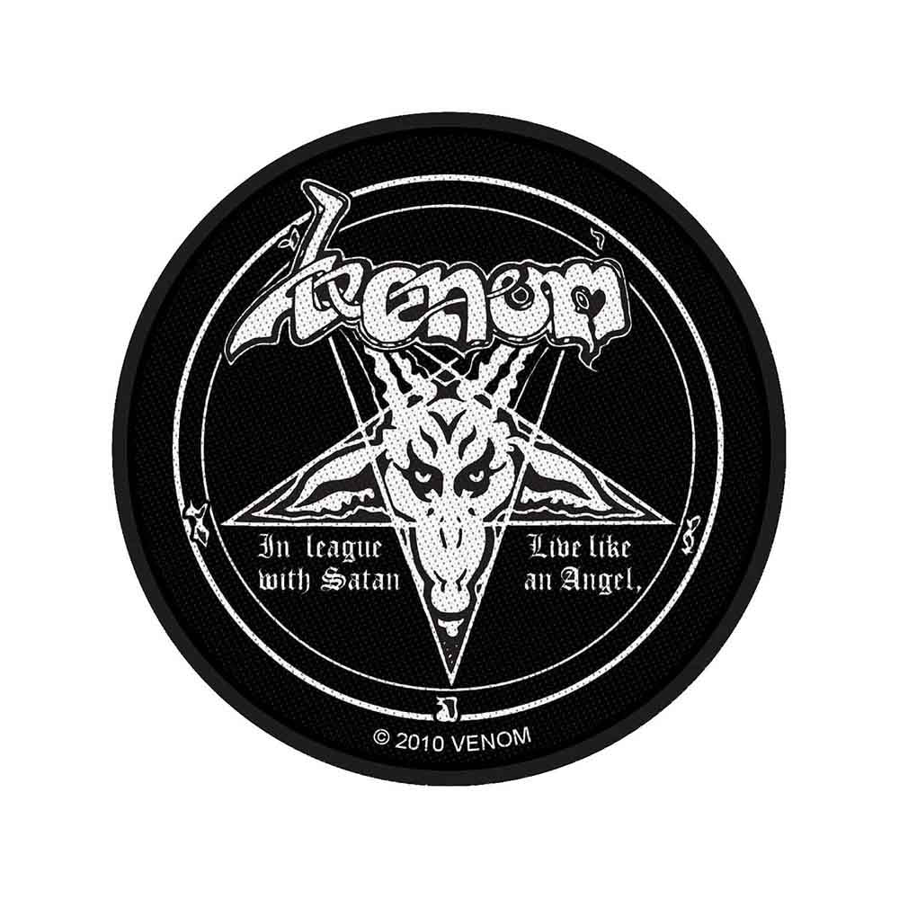 ミュージシャン Venom BLACK L PATCH VINTAGE Venom Woven Patch - In League With Satan – Beat Street Records