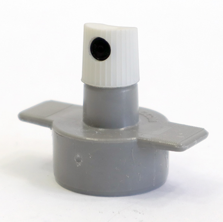 Gray and white mechanical component on a white background