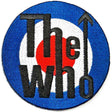 Patch with 'The Who' logo featuring a blue circle, white center, red dot, and black letters.