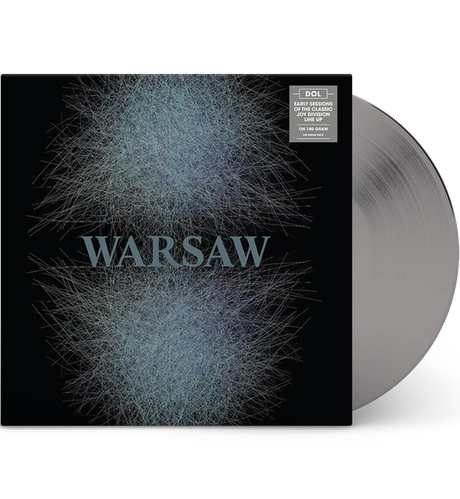 Vinyl record with 'WARSAW' album cover featuring a black and gray abstract design.
