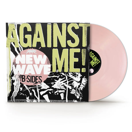 Vinyl record with 'Against Me!' cover featuring text and abstract designs.