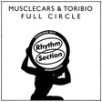 Silhouette holding a circular logo with text 'Rhythm Section International' against a white background.