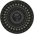 Vinyl record with a cat face design on a black background