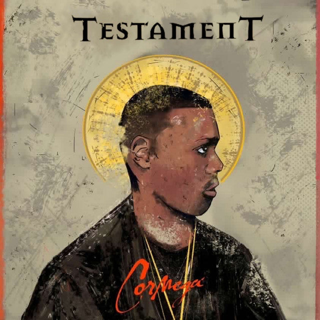 Album cover with a stylized portrait of a person, gold circular design, and text 'Testament' and 'Carpe Diem'.