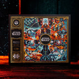 Star Wars puzzle box with colorful design and 'Star Wars' branding on a dark background.