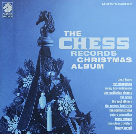 Album cover for 'The Chess Records Christmas Album' with a decorative horse and tree design.