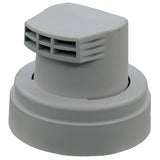 Grey spray paint cap with ultra wide spray.
