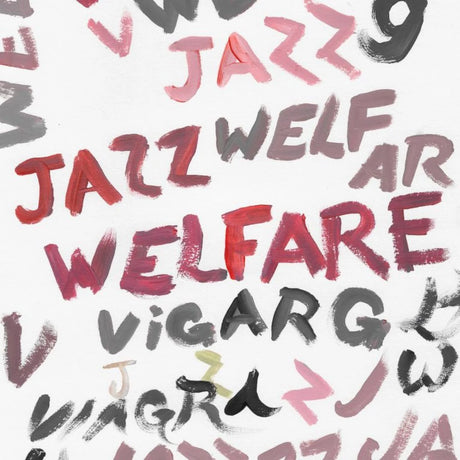 Text collage with various words including 'Jazz Welfare' and 'Vigarg' on a white background.