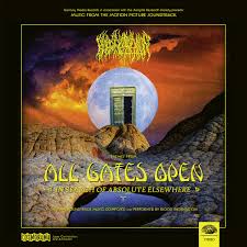 Album cover for 'All Gates Open' featuring a desert landscape with a door and moon.