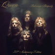 Album cover for Queen's Bohemian Rhapsody 50th Anniversary Edition featuring band members.