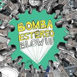 Album cover for Bomba Estereo's 'Blow Up' with stylized text and graphics.