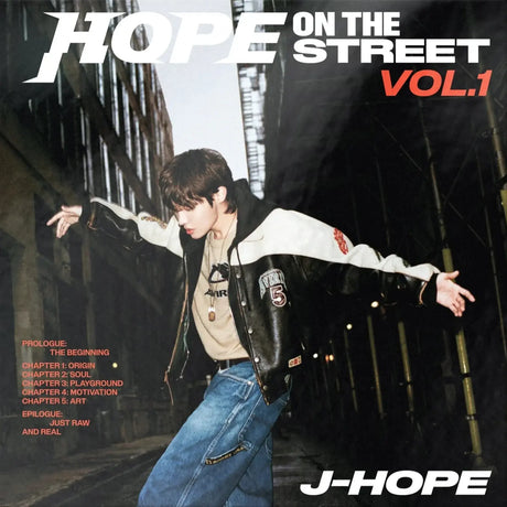 Album cover for 'Hope on the Street Vol. 1' featuring a person in a black and white jacket with text and branding.