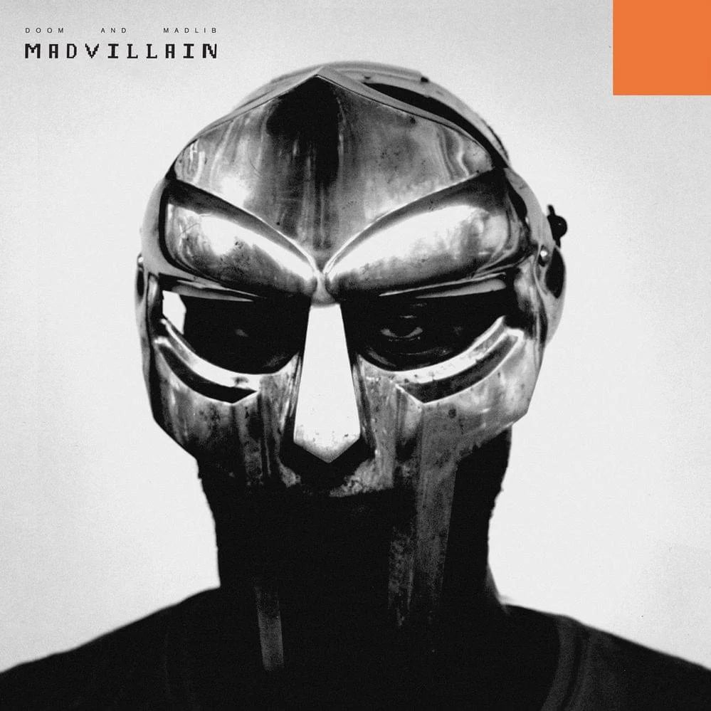 Album cover with a metallic mask and 'Madvillain' branding