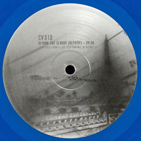 Vinyl record with text and a blue border
