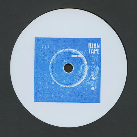 Vinyl record with a blue label featuring geometric design and 'ILIAN TAPE' text on a black background
