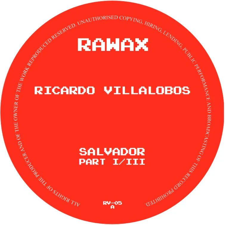 Red disc with 'Rawax' and 'Ricardo Villalobos' text on a white background