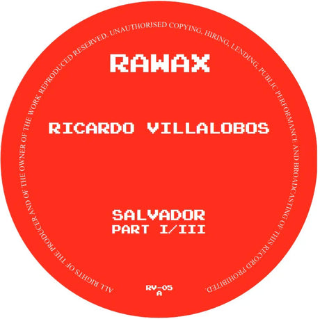 Red disc with 'Rawax' and 'Ricardo Villalobos' text on a white background