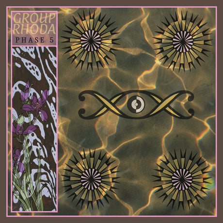 Album cover with abstract designs and text on a textured background