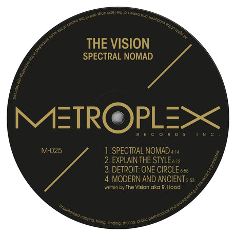 Vinyl record label with 'The Vision' and 'Spectral Nomad' text on a black background.