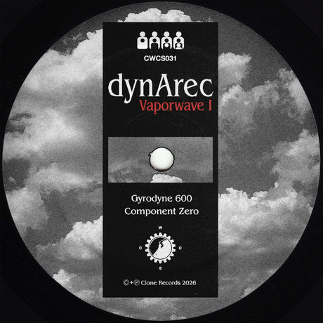 Album cover with 'dynArec' and 'Vaporwave I' text against a cloudy sky background.