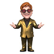 Cartoon character in a gold suit and sunglasses on a white background