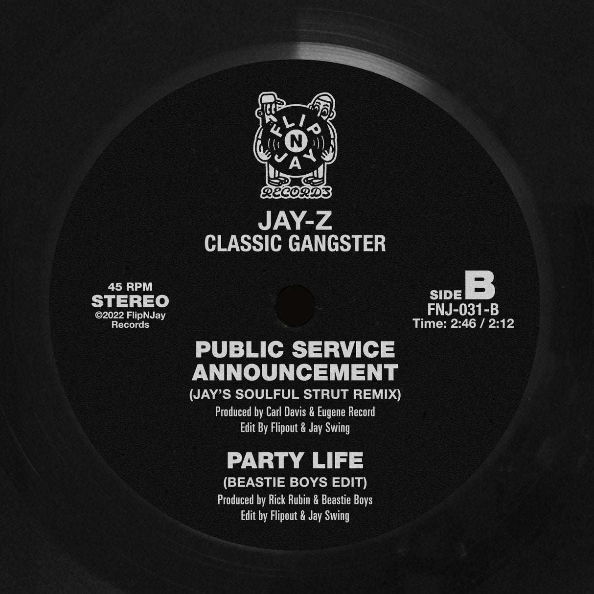 Jay-Z Classic Gangster Edits By Flipout & Jay Swing – Fallin / P.S.A. / Party Life 7-Inch