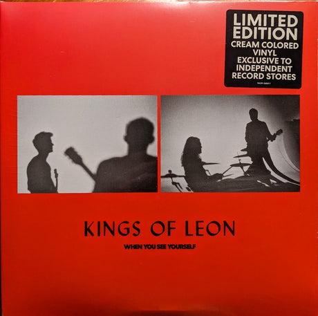 Limited edition cream colored vinyl record of 'Kings Of Leon - When You See Yourself' with a shadow of the band members on the cover.