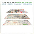 Album cover art featuring abstract multicolored designs on a white background with text that reads 'FLOATING POINTS PHAROAH SANDERS & THE LONDON SYMPHONY ORCHESTRA'.
