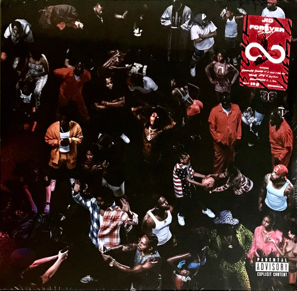 Album cover for JID - The Forever Story featuring a group photo of various artists and a visible tracklist.