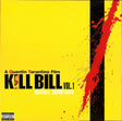 Album cover for 'Kill Bill Vol. 1' featuring a yellow background with a wipe effect and text, with a red splatter graphic towards the bottom.