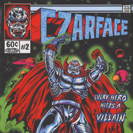 Album cover art for Czarface featuring a cartoonish character with a red cape and a mask resembling a skull, with the text 'EVERY HERO NEEDS A VILLAIN'.