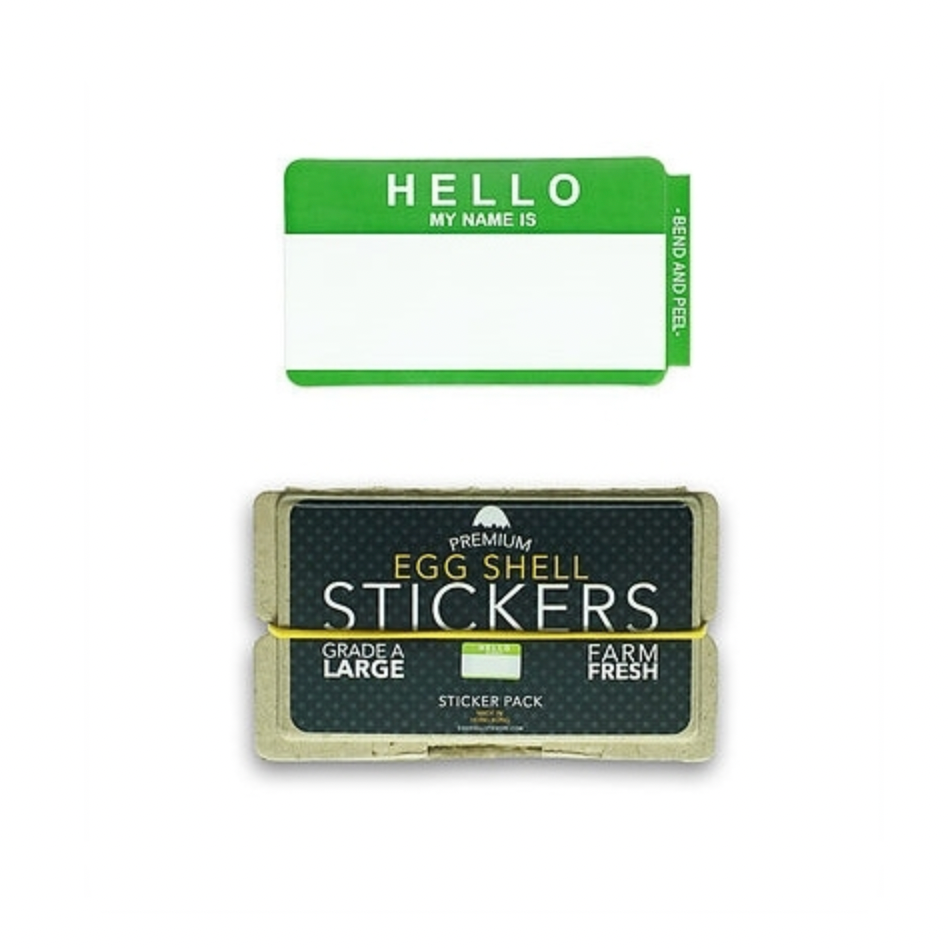 Egg Shell Sticker Pack (Hello My Name Is) - Green