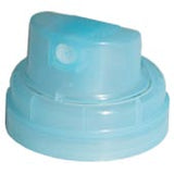 Transparent blue spray paint cap for skinny lines. 