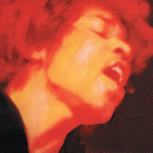 Album cover of Jimi Hendrix - Electric Ladyland featuring a red-toned image of Jimi Hendrix singing.