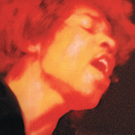 Album cover of Jimi Hendrix - Electric Ladyland featuring a red-toned image of Jimi Hendrix singing.