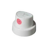 A white spray paint cap with a pink dot for spraying fat lines. 